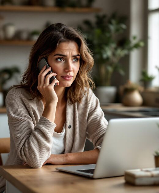 Une responsable de structure pose une question au téléphone